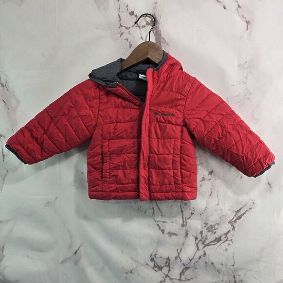 Columbia Jacket Boys 2T Red Coat Youth Powder Light Puffer Hooded Synthetic - Picture 1 of 14